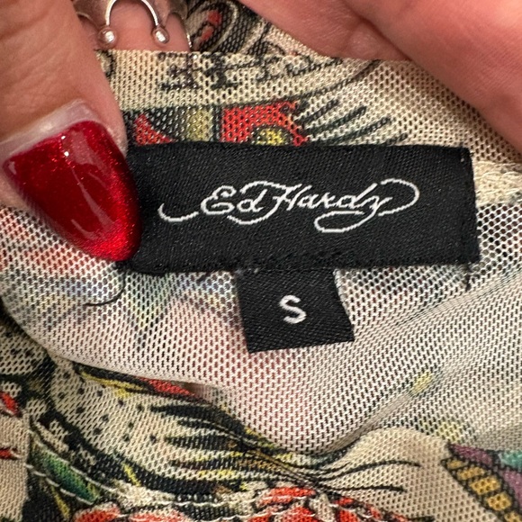 Ed Hardy Multicolor Tattoo Graphic Long Sleeve Tee - Picture 6 of 9